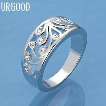 Кольцо из стерлингового серебра 925 пробы с узором из циркона AAA, модное украшение для свадьбы 7#