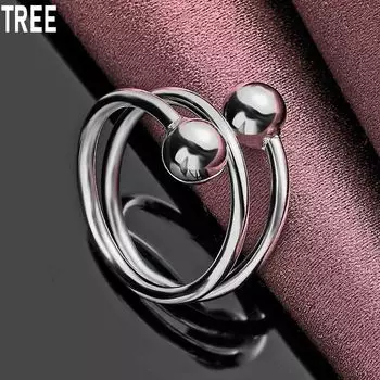 Кольцо из стерлингового серебра 925 пробы с двойным гладким шариком 8 мм, изысканное, модное, свадебное, ювелирное изделие 5#-10#