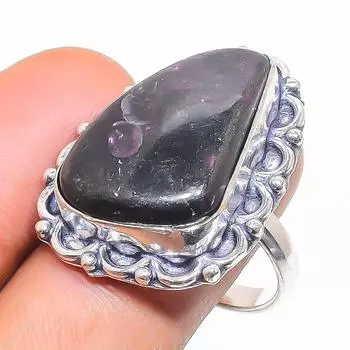 Кольцо из стерлингового серебра 925 пробы с натуральным шалфеем и аметистом, размер 9 j3I68