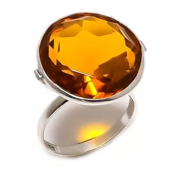 Кольцо из стерлингового серебра 925 пробы с натуральным цитрином, размер 8,5 q5E06