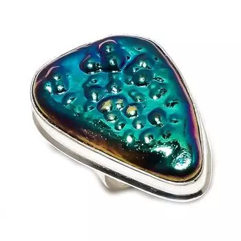 Кольцо из стерлингового серебра 925 пробы с натуральным стеклянным драгоценным камнем Dicorich, размер 7 a9I25