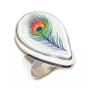 Кольцо из стерлингового серебра 925 пробы с натуральным стеклянным драгоценным камнем Dicorich, размер 9 B2T25