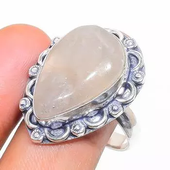 Кольцо из стерлингового серебра 925 пробы с натуральным золотым рутилом, размер 10 n8w91