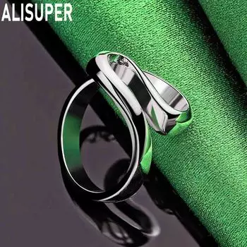 Кольцо из стерлингового серебра 925 пробы с изогнутым гладким узором, модное очарование, изысканные свадебные украшения 7#