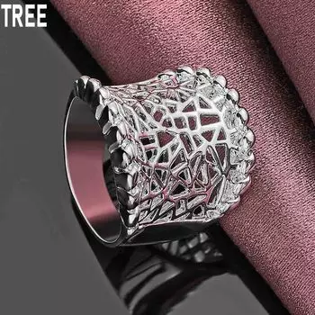 Кольцо из стерлингового серебра 925 пробы с изогнутой сеткой, изысканное очарование, модные свадебные украшения 7#