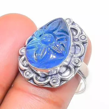 Кольцо из стерлингового серебра 925 пробы с натуральным лондонским голубым топазом, размер 7 s7R77