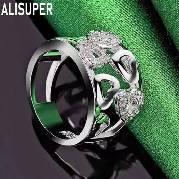 Кольцо из стерлингового серебра 925 пробы в форме сердца с цирконием класса ААА, модное изящное свадебное украшение 7#