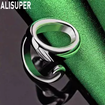 Кольцо из стерлингового серебра 925 пробы с круглым О-образным креплением, регулируемый размер, модное, изящное, свадебное, ювелирное изделие 5#-10#