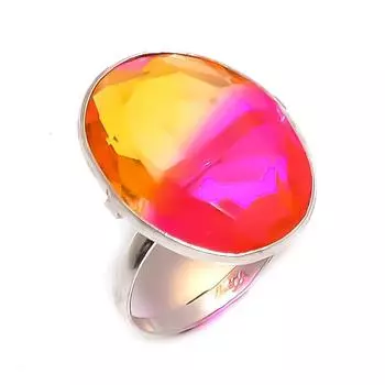 Кольцо из стерлингового серебра 925 пробы с натуральным двухцветным турмалином, размер 8 I6g47