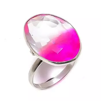 Кольцо из стерлингового серебра 925 пробы с натуральным двухцветным турмалином, размер 9 O2O17