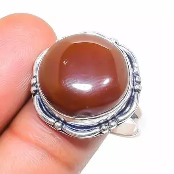 Кольцо из стерлингового серебра 925 пробы с натуральным красным мукаитом, размер 10 K6M71