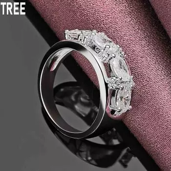 Кольцо из стерлингового серебра 925 пробы с четырьмя круглыми цирконами класса ААА, изысканное модное свадебное украшение 7#