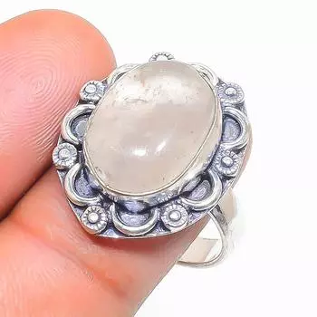 Кольцо из стерлингового серебра 925 пробы с натуральным золотым рутилом, размер 8 u0J78