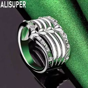 Кольцо из стерлингового серебра 925 пробы с кристаллом циркония AAA, модное изящное свадебное украшение 7#