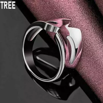 Кольцо из стерлингового серебра 925 пробы с геометрическим узором и гладким узором, изысканное модное свадебное украшение 7#