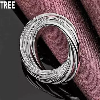 Кольцо из стерлингового серебра 925 пробы с пятью кругами, изысканное модное ювелирное украшение 7#