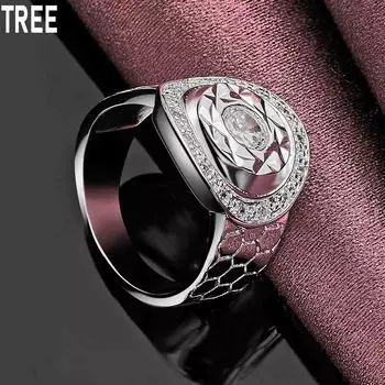 Кольцо из стерлингового серебра 925 пробы с круглым цирконием AAA, изысканное очарование, модные свадебные украшения 7#