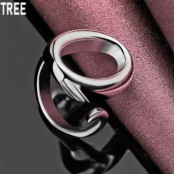 Кольцо из стерлингового серебра 925 пробы с круглым О-образным кольцом, регулируемым по размеру, изысканное, модное, свадебное, ювелирное изделие 5#-10#