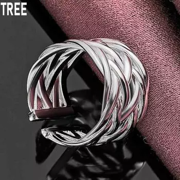 Кольцо из стерлингового серебра 925 пробы с открытым плетением, изысканное очарование, модные свадебные украшения 5#-10#