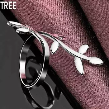 Кольцо из стерлингового серебра 925 пробы в форме листа, регулируемое, изысканное, модное, свадебное, ювелирное изделие 5#-10#