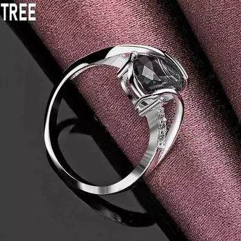 Кольцо из стерлингового серебра 925 пробы с зеленым цирконием AAA, изысканное модное свадебное украшение 7#