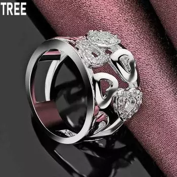 Кольцо из стерлингового серебра 925 пробы в форме сердца с цирконием ААА, изысканное модное свадебное украшение 7#