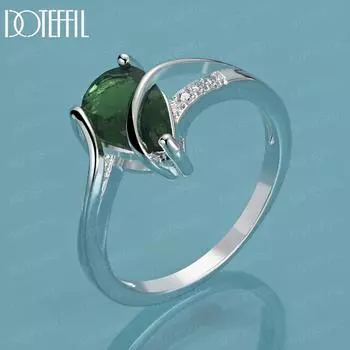 Кольцо из стерлингового серебра 925 пробы с зеленым цирконом AAA, модное украшение для свадьбы 7#