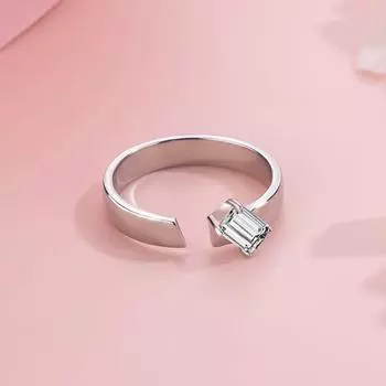 Кольцо из стерлингового серебра 925 пробы с геометрическим узором и широкой огранкой Ins Simple Square Ring Ring Niche Exquisite Personalized Sugar Cube Open Ring opening adjustable