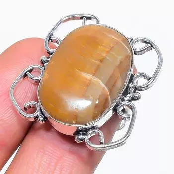 Кольцо из стерлингового серебра 925 пробы с натуральным оранжевым серафинитом, размер 7,5 P1h86