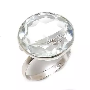 Кольцо из стерлингового серебра 925 пробы с натуральным белым топазом, размер 8,5 q7L53