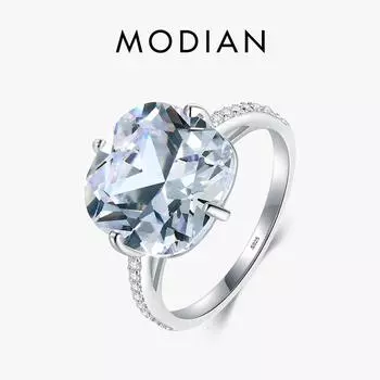 Кольцо из стерлингового серебра 925 пробы Modian, голубиное яйцо, кубический цирконий, модное роскошное обручальное кольцо, юбилейное ювелирное изделие для женщин, подарок 5 серебряный