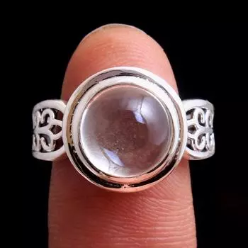 Кольцо из стерлингового серебра 925 пробы с драгоценным камнем из каменного кварца, массивное ювелирное кольцо ручной работы 5.5 белый