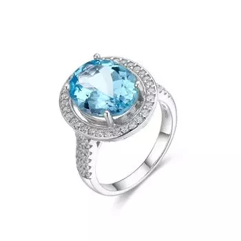 Кольцо из стерлингового серебра 925 пробы с драгоценным камнем овальное 10*12 мм натуральный небесно-голубой топаз удивительные украшения из серебра 925 пробы хороший подарок для женщин us ring size 6# синий
