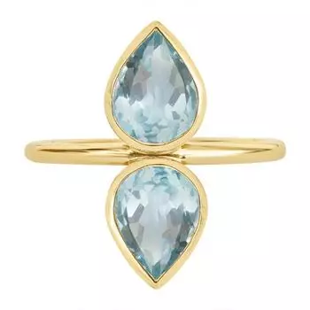 Кольцо из стерлингового серебра 925 пробы с голубым топазом и грушей, кольцо ручной работы, кольцо из желтого золота 6