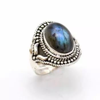 Кольцо из стерлингового серебра 925 пробы с лабрадором, мужское кольцо с печаткой ручной работы из натурального драгоценного камня 4 серый