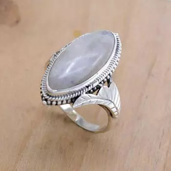 Кольцо из стерлингового серебра 925 пробы с лунным камнем, кольцо ручной работы с драгоценным камнем Marquise 4 белый
