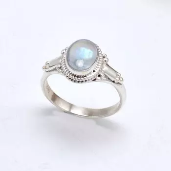 Кольцо из стерлингового серебра 925 пробы с лунным камнем, женское кольцо ручной работы с камнем июня, подарок для нее, свадебный подарок, эффектное кольцо 4 белый