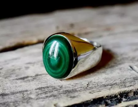 Кольцо из стерлингового серебра 925 пробы с малахитовым овальным драгоценным камнем, ювелирные изделия унисекс, овальное кольцо, кольцо ручной работы, серебряное кольцо 6