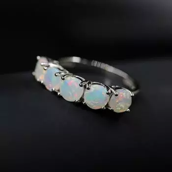Кольцо из стерлингового серебра 925 пробы с натуральным опалом rd 5,0 мм, 5 шт., драгоценный камень 2 карата, классическое простое кольцо для женщин, хороший подарок us ring size 6# белый