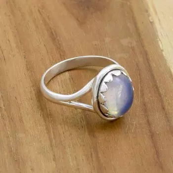 Кольцо из стерлингового серебра 925 пробы с опалитом, овальные драгоценные камни ручной работы для женщин, ювелирные изделия в стиле бохо 4 белый
