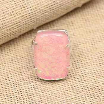 Кольцо из стерлингового серебра 925 пробы с розовым австралийским тройным опалом и драгоценным камнем ручной работы для нее 4 розовый