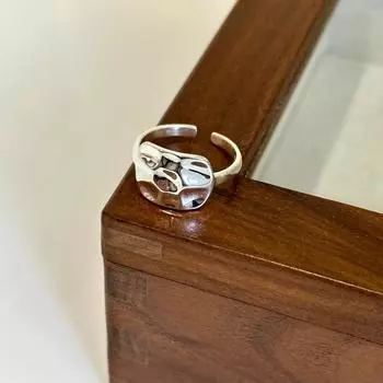 Кольцо из стерлингового серебра Ins Style Minimalist Design S925 Light Wind Beating Long Side Ring Female Ring Opening Opening is adjustable серебряный