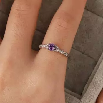 Кольцо из стерлингового серебра Light Luxury Style Amethyst Zirconia для женщин в Европе и Америке Simple Fashion Gem Temperament Ring 6 фиолетовый