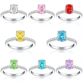 Кольцо из стерлингового серебра S925, 1,5 карата, огранка «ледяной цветок», огранка «фейерверк», 6 * 8 бриллиантов с высоким содержанием углерода, женское кольцо US Size 5 #