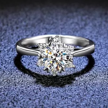 Кольцо из стерлингового серебра S925 для женщин, классическое кольцо со снежинкой D, цвет муассанит, с бриллиантом, предложение обручального кольца, кольцо с бриллиантом, подарок для подруги 10