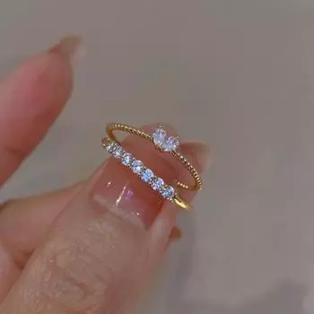 Кольцо из стерлингового серебра S925, легкое, роскошное, нежное, в форме сердца, для женщин opening adjustable