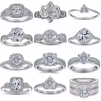 Кольцо из стерлингового серебра S925, модное, с каплей воды, с круглым сердцем и цирконом, не выцветает US code 5 #