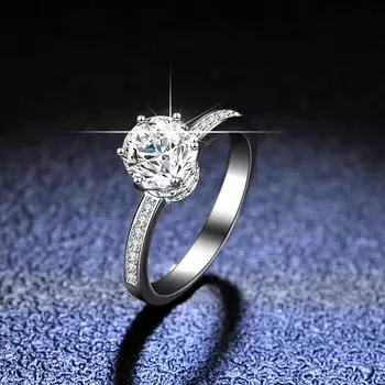 Кольцо из стерлингового серебра S925, муассанит с шестью когтями, 1 карат, женское кольцо, модное классическое ювелирное изделие, обручальное кольцо, предложение, кольцо с бриллиантом, подарок для подруги 10