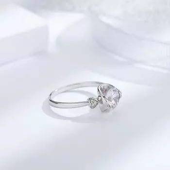 Кольцо из стерлингового серебра S925 Peach Heart Queen, классическое женское кольцо с бриллиантом в один карат, обручальное кольцо из платины с имитацией бриллианта в форме сердца No. 5