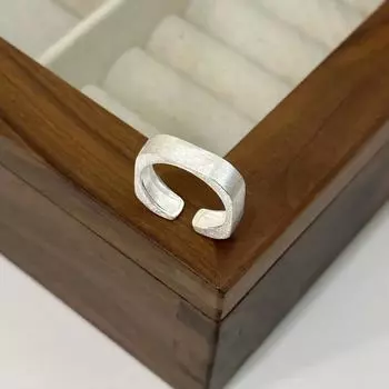 Кольцо из стерлингового серебра S925 пробы, Южная Корея, Ins Niche Style, простое персонализированное, в холодном стиле, универсальное, матовое, квадратное, открытое кольцо Opening is adjustable